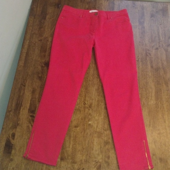 Chico's Pants - Chico's Ankle Red Pink Pants With Zipper Detail Near Ankle 1/8